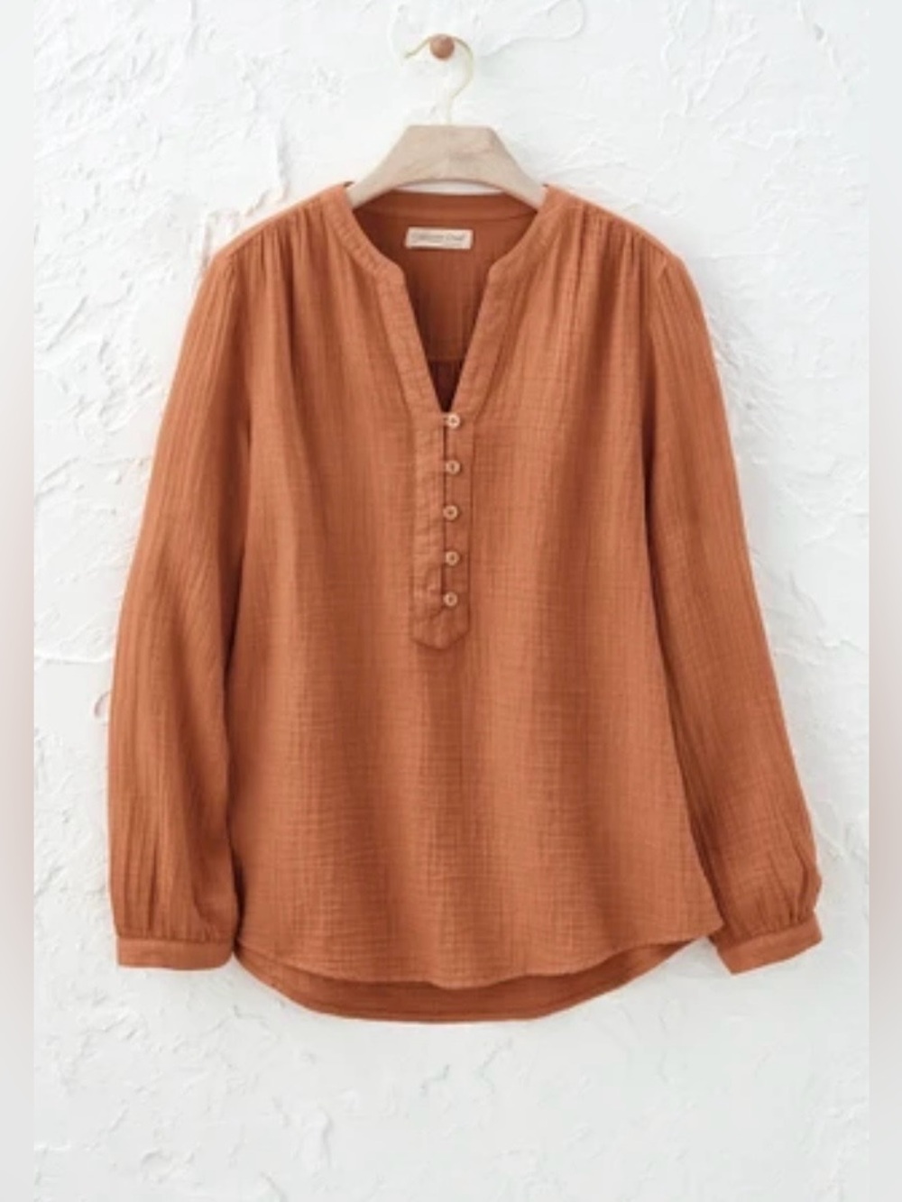 New Coldwater Creek Summer Breeze Gauze Pullover in Copper River